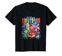 Disney Pixar Inside Out 2 Feel All Your Emotions Vintage Camiseta, Niños, Negro, 12 años