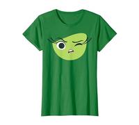 Disney Pixar Inside Out Disgust Large Face Retrait Camiseta, Mujer, Verde Kelly, S