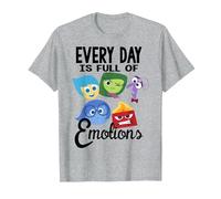 Disney Pixar Inside Out Every Day Emotions Camiseta, Hombre, Gris Jaspeado, S