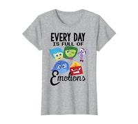 Disney Pixar Inside Out Every Day Emotions Camiseta, Mujer, Gris Jaspeado, XL