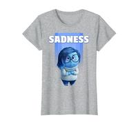 Disney Pixar Inside Out Sadness Camiseta, Mujer, Gris Jaspeado, XS