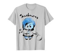 Disney Pixar Inside Out Sadness Water Color Retrait Camiseta, Hombre, Plata, S