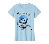 Disney Pixar Inside Out Sadness Water Color Retrait Camiseta, Mujer, Azul Bebé, S