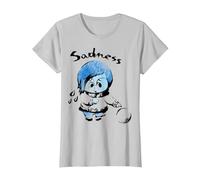 Disney Pixar Inside Out Sadness Water Color Retrait Camiseta, Mujer, Plata, XXL