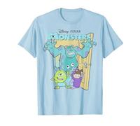 Disney Pixar Monsters Inc. Mike Sully Boo Group Poster Camiseta, Hombre, Azul Bebé, M