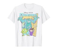 Disney Pixar Monsters Inc. Mike Sully Boo Group Poster Camiseta, Hombre, Blanco, M