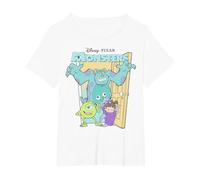 Disney Pixar Monsters Inc. Mike Sully Boo Group Poster Camiseta, Mujer tallas grandes, Blanco, 1XL Grande