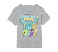 Disney Pixar Monsters Inc. Mike Sully Boo Group Poster Camiseta, Mujer tallas grandes, Gris Jaspeado, 4XL Grande