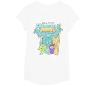 Disney Pixar Monsters Inc. Mike Sully Boo Group Poster Camiseta, Niñas, Blanco, M