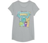 Disney Pixar Monsters Inc. Mike Sully Boo Group Poster Camiseta, Niñas, Gris Jaspeado, M