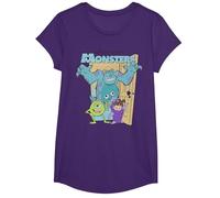 Disney Pixar Monsters Inc. Mike Sully Boo Group Poster Camiseta, Niñas, Morado, S
