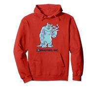 Disney Pixar Monsters Inc. Sulley and Boo Smiles Sudadera con Capucha, Unisex para Adultos, Rojo, M