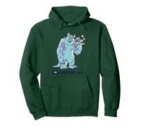 Disney Pixar Monsters Inc. Sulley and Boo Smiles Sudadera con Capucha, Unisex para Adultos, Verde Bosque, M