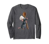 Disney Pixar Ratatouille Chef Remy with Spoon Manga Larga, Unisex para Adultos, Jaspeado Oscuro, S