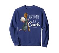 Disney Pixar Ratatouille Remy Bold Anyone Can Cook Texto Sudadera, Unisex para adultos, Azul Marino, S