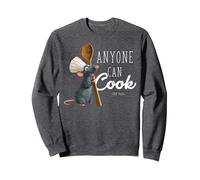 Disney Pixar Ratatouille Remy Bold Anyone Can Cook Texto Sudadera, Unisex para adultos, Jaspeado Oscuro, S