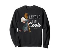 Disney Pixar Ratatouille Remy Bold Anyone Can Cook Texto Sudadera, Unisex para adultos, Negro, M