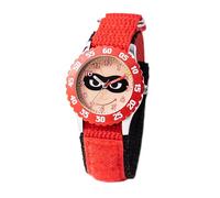 Disney Pixar The Incredibles - Reloj para niños de 3 a 7 años, con esfera de personajes de salpicadero, gran regalo para niños, cara fácil de leer, bisel rojo y correa de nailon rojo/negro, compra y