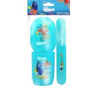 Disney Pixar - Trío de Viaje Nemo - Vaso - Jabonera - Estuche de Cepillo de Dientes - Plástico Resistente - Higiene para niños - Producto
