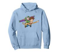Disney & Pixar's Toy Story Buzz Woody To Infinity and Beyond Sudadera con Capucha, Unisex para Adultos, Azul Polvoriento, L