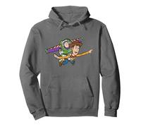 Disney & Pixar's Toy Story Buzz Woody To Infinity and Beyond Sudadera con Capucha, Unisex para Adultos, Asfalto, XL
