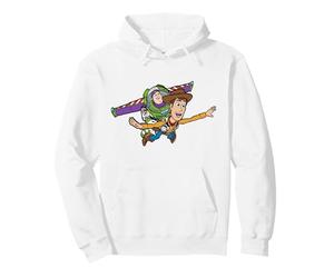 Disney & Pixar's Toy Story Buzz Woody To Infinity and Beyond Sudadera con Capucha, Unisex para Adultos, Blanco, XL