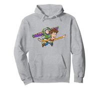 Disney & Pixar's Toy Story Buzz Woody To Infinity and Beyond Sudadera con Capucha, Unisex para Adultos, Gris Jaspeado, XL