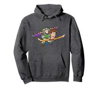 Disney & Pixar's Toy Story Buzz Woody To Infinity and Beyond Sudadera con Capucha, Unisex para Adultos, Jaspeado Oscuro, XXL