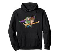 Disney & Pixar's Toy Story Buzz Woody To Infinity and Beyond Sudadera con Capucha, Unisex para Adultos, Negro, M