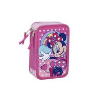 ARTESANÍA CERDÁ Estuche infantil Minnie Mouse – Rosa, cremallera, triple compartimento, accesorios