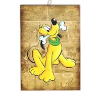 Disney Pluto - Cuadro de pared de la serie de personajes de los dibujos animados, impresión sobre madera contorneada, 25 x 18 cm