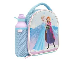 Disney Polar Gear - Lonchera oficial de Frozen con botella de agua para niños, suministros de regreso a clases, bolsa de Frozen - Fiambrera aislada de poliéster 600D para niñas con Elsa y botella de
