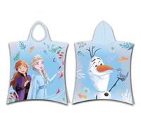 Disney - Poncho infantil con capucha, diseño de Anna, Elsa y Olaf, otoño, hojas, magia y magia, 50 x 115 cm, 100% algodón, azul