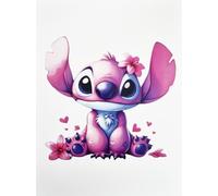 Disney Póster decorativo de pared Serie Cartoon Lilo y Stitch Angel Experimento 624 Impresión sobre papel Patinata 40 x 30 cm sin marco