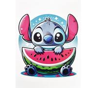 Disney Póster decorativo de pared Serie Cartoon Stitch Sandía Impresión sobre papel Patinata 40 x 30 cm sin marco