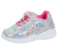 Disney Princesa Niñas Entrenadores Holográfico Plata Zapatos Deportivos Niños Running Sneakers Ariel Rapunzel Belle Cenicienta, rosa y plateado, 34 EU