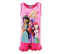 Disney Princesas Camiseta y Pantalón Corto para Niña, Diseño Ariel Jasmine y Rapunzel Pijama Conjunto 2 Piezas, Incluye Caja de Regalo, Tallas 3 a 8 Años (FR/ES, Edad, 8 años, Regular, Fuchsia)