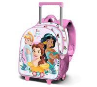 Disney Princesas Floral-Mochila 3D con Ruedas Pequeña, Rosa 26 x 34 cm, Capacidad 7 L