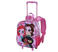 Disney Princesas Flowers-Mochila 3D con Ruedas Pequeña, Rosa, 26 x 34 cm, Capacidad 7 L