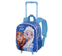 Disney Princesas-Mochila 3D con Ruedas Pequeña, 26 x 34 cm, Capacidad 12.5 L, Azul Frozen 2 Dream