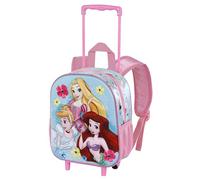 Disney Princesas-Mochila 3D con Ruedas Pequeña, 26 x 34 cm, Capacidad 12,5 L, Azul Princesas