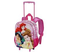 Disney Princesas-Mochila 3D con Ruedas Pequeña, 26 x 34 cm, Capacidad 12,5 L, Rosa Princesas