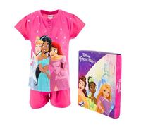 Disney Princesas Pijamas para Niñas, Diseño Cenicienta Ariel y Jasmine Camiseta y Pantalón Corto Conjunto 2 Piezas, Regalo para Niñas, Tallas 3 a 8 Años (FR/ES, Edad, 4 años, Regular, Fuchsia)