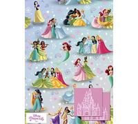 Disney Princess 2 hojas de papel de regalo y 2 etiquetas de regalo