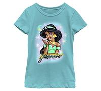 Disney Princess Arabian Air Girl's Solid Crew Tee, Tahiti Blue, Small