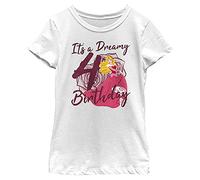 Disney Princess Aurora Fourth Birthday Girl's Solid Crew Tee, White, Large