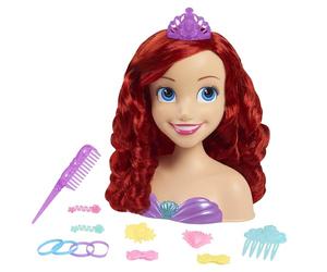 Disney Princess Basic Ariel Styling Head | Practica peinar el cabello con Ariel, incluye 1 tiara, 1 púa, 2 pasadores, 2 espirales, 2 abalorios, 4 bandas elásticas Hari