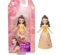 Disney Princess Belle - Muñeca pequeña inspirada en la bella y la bestia - Minimuñeca móvil de 9 cm con símbolo brillante y falda desmontable detallada - JBX50