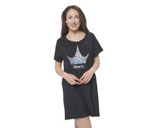 Disney Princess Camisón para mujer - Camiseta de aniversario - Pijama de manga corta - Parte superior negra, Negro , XL