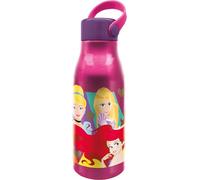 Disney Princess Cantimplora original aluminio de 760 ml para niños con capucha con asa de silicona y tapa con gancho.